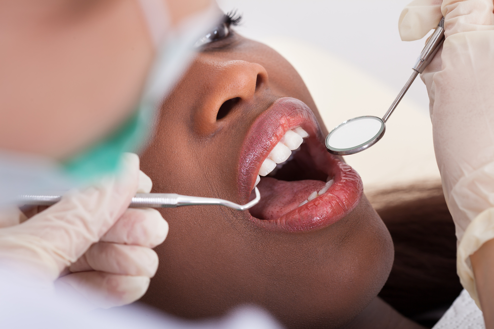 An image of a patient during dental inspection