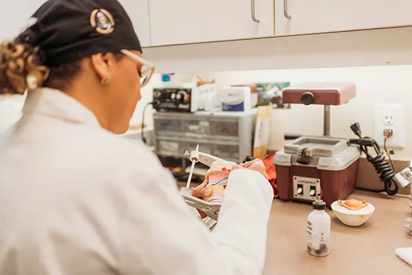 Foto: Prosthodontist Dr. Hernandez making teeth molds in Durham NC